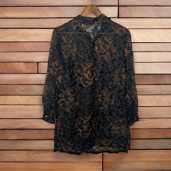 Chicos Design Silk Blend Women’s Long Sleeve Button Front Sheer Shirt Blouse - Picture 5 of 10